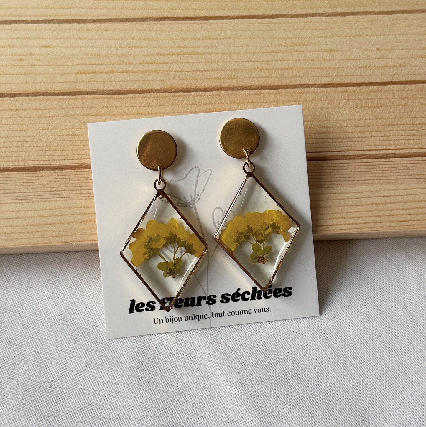 Boucles d'oreilles - Losange Jaune